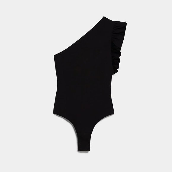 COPY - NWT Zara black asymmetrical poplin bodysui… - Picture 2 of 7